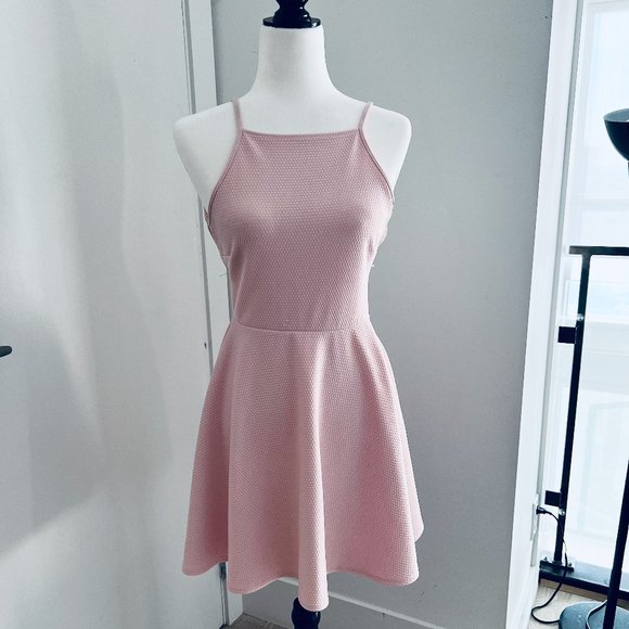 TopShop | Halter Neckline A-Line Backless Dress | Medium | Light Pink - Picture 1 of 12